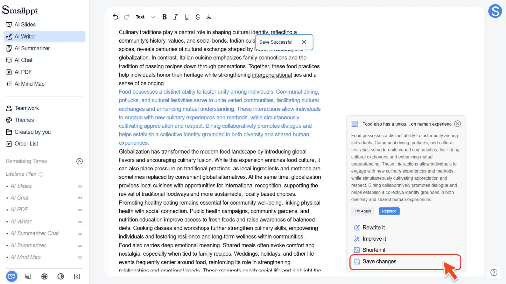 For more in-depth edits, export the article locally